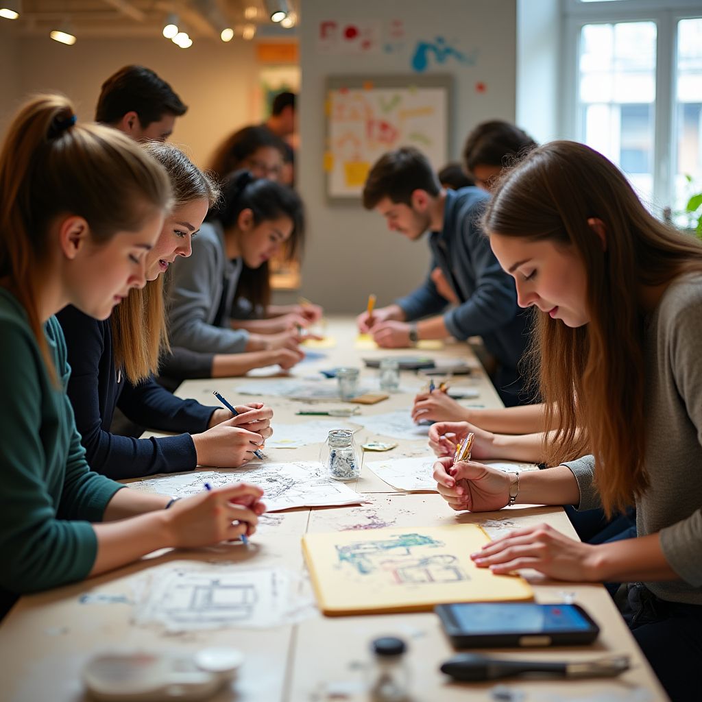 Estudiantes explorando conceptos de diseño